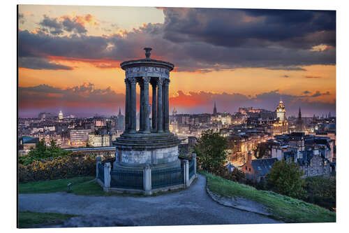 Aluminium print Edinburgh against sunset with Calton Hill