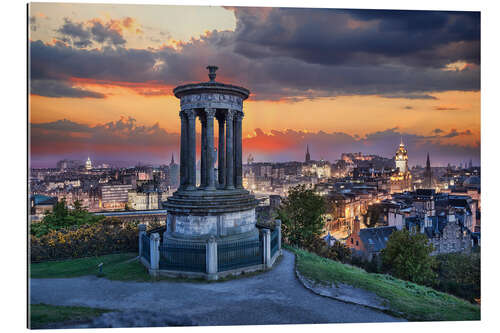 Tableau en plexi-alu Vue sur Édimbourg depuis Calton Hill au coucher du soleil