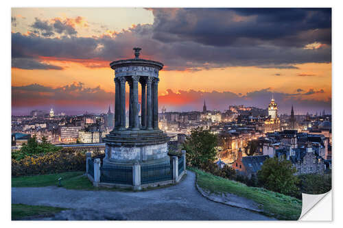 Selvklebende plakat Edinburgh against sunset with Calton Hill