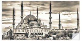 Selvklebende plakat Blue mosque in sepia