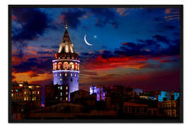 Gerahmter Kunstdruck Beleuchteter Galataturm