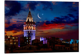 Tableau en plexi-alu Tour de Galata illuminée