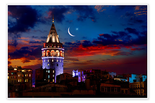 Poster Illuminated Galata Tower