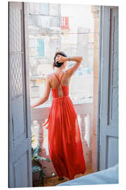 Magnettafel Junge attraktive Frau im roten Kleid