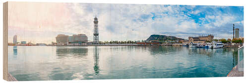 Wood print Barcelona Port Vell