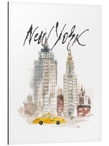 Alubild Aquarell New York Wolkenkratzer