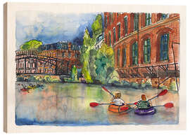 Holzbild Leipzig Auf dem Karl Heine Kanal - Hartmut Buse