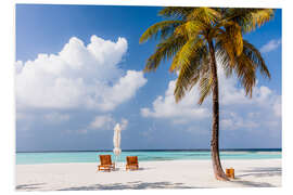 Foam board print Beach with chairs and umbrella, Maldives