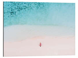 Alubild Brummenansicht der Frau auf dem Strand, Maldives