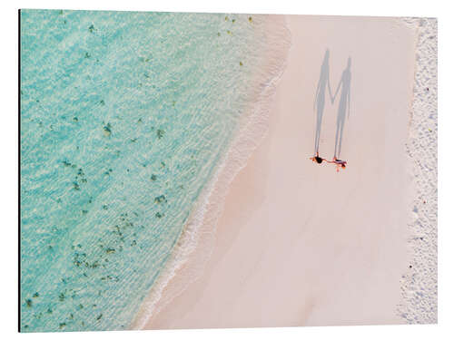 Aluminium print Romantic couple at the beach, Maldives