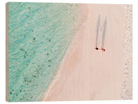 Wood print Romantic couple at the beach, Maldives