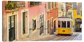 Stampa su tela  Tram giallo a Lisbona - Jörg Gamroth