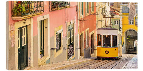 Quadro de madeira Bonde amarelo em Lisboa