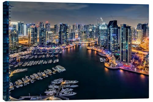 Leinwandbild Dubai Marina am Abend