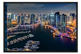 Gerahmter Kunstdruck Dubai Marina am Abend