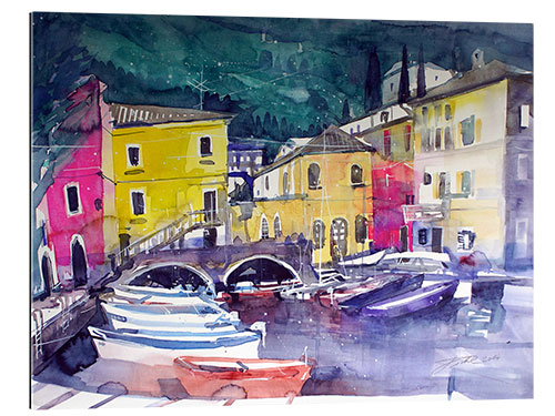 Quadro em plexi-alumínio Lake Garda, harbor in Cassone