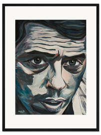 Gerahmter Kunstdruck Ne me Quitte Pas, Jacques Brel portrait
