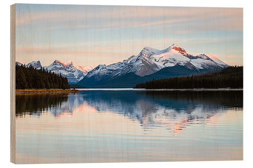 Holzbild Sonnenuntergang über den Rocky Mountains, Kanada