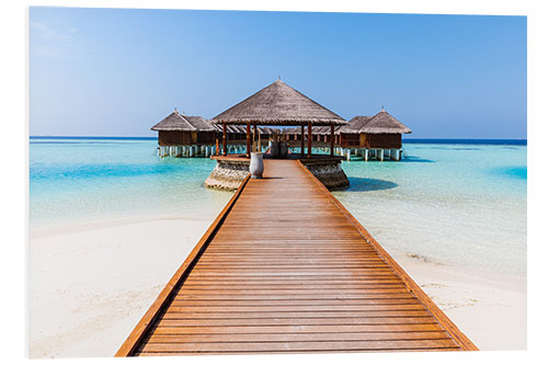 Foam board print Jetty and overwater bungalows, Maldives