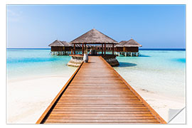 Naklejka na ścianę Jetty and overwater bungalows, Maldives