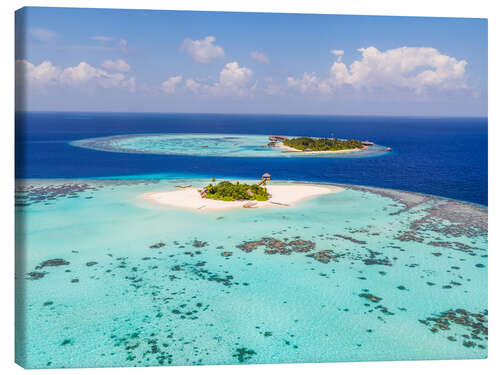 Canvas print Aerial view of islands in the Maldives