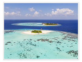 Póster  Aerial view of islands in the Maldives - Matteo Colombo