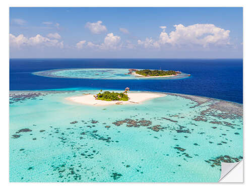 Sticker mural Aerial view of islands in the Maldives