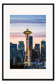 Gerahmter Kunstdruck Space Needle bei Sonnenaufgang, Seattle