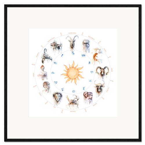 Impresión de arte enmarcada Zodiac circle