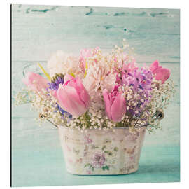 Aluminium print Pastel flowers