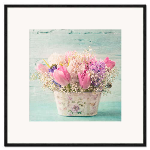 Innrammet kunsttrykk Pastel flowers