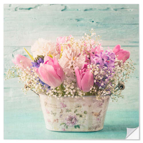 Selvklebende plakat Pastel flowers