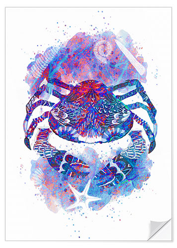 Selvklebende plakat Psychedelic Crab