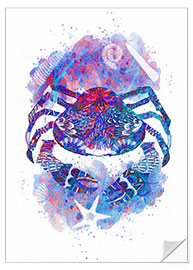 Selvklebende plakat Psychedelic Crab