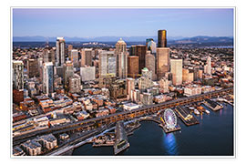 Poster  Luftaufnahme von Seattle-Skylinen, USA - Matteo Colombo