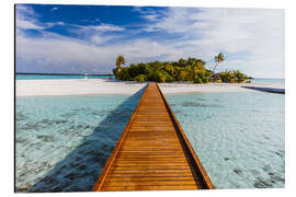 Tableau en aluminium Jetty to tropical island, Maldives