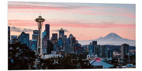 Foam board print Seattle panoramic with Mount Rainier, USA