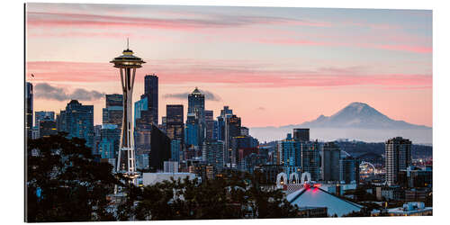 Quadro em plexi-alumínio Seattle panoramic with Mount Rainier, USA