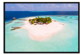 Gerahmter Kunstdruck Brummenansicht der Paradiesinsel, Maldives