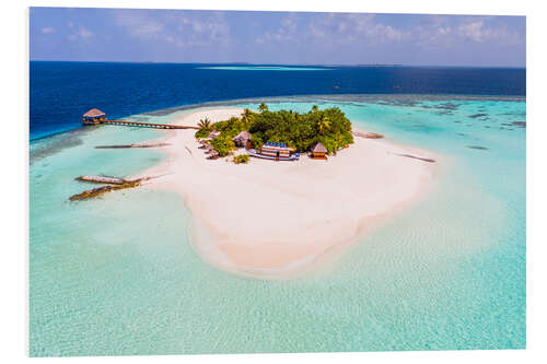 Quadro em PVC Drone view of paradise island, Maldives