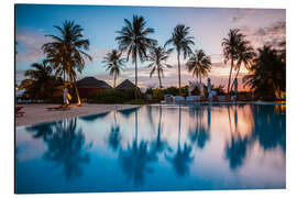 Print på aluminium Palm trees reflection, Maldives