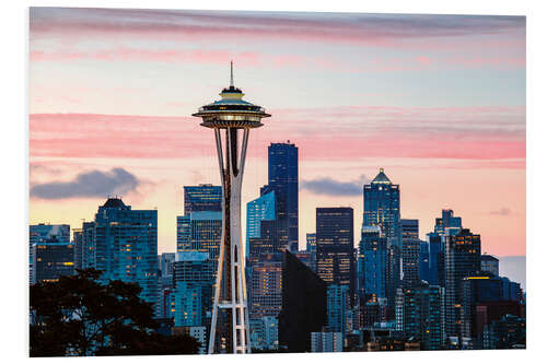 Foam board print Space Needle and Seattle skyline, USA