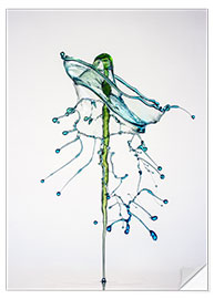 Selvklebende plakat Water drops Green fir-tree