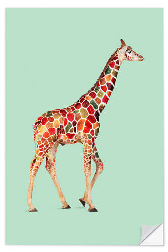 Sticker mural Girafe multicolore