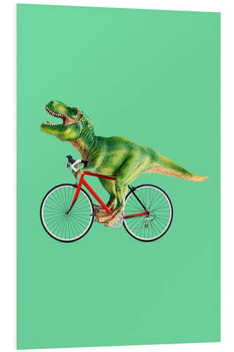 Foam board print T-Rex riding a bike