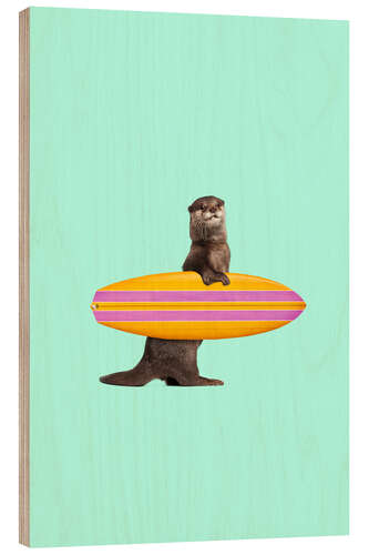Stampa su legno Lontra surfista