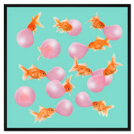Gerahmter Kunstdruck Kaugummi-Goldfische