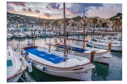 Hartschaumbild Abendstimmung im Hafen von Port Sóller (Mallorca)