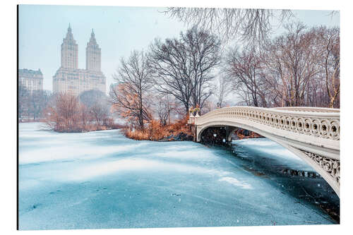 Aluminiumsbilde Central Park Winter, Bow Bridge