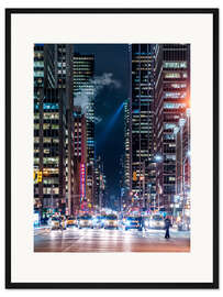Gerahmter Kunstdruck Die Straßen New Yorks bei Nacht, 6th Avenue